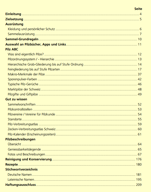 Beispielseite mit Pilzbeschreibung